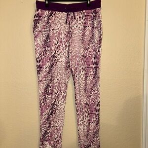 Weekends By Chicos Easy Jogger Pant Leopard Geo Passion Plum Womens Sz 2
